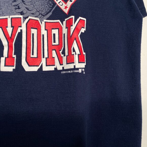 Vintage 1990 New York Yankees Die Hard Fan Single Stitch Graphic Tee men's Med - Picture 4 of 8